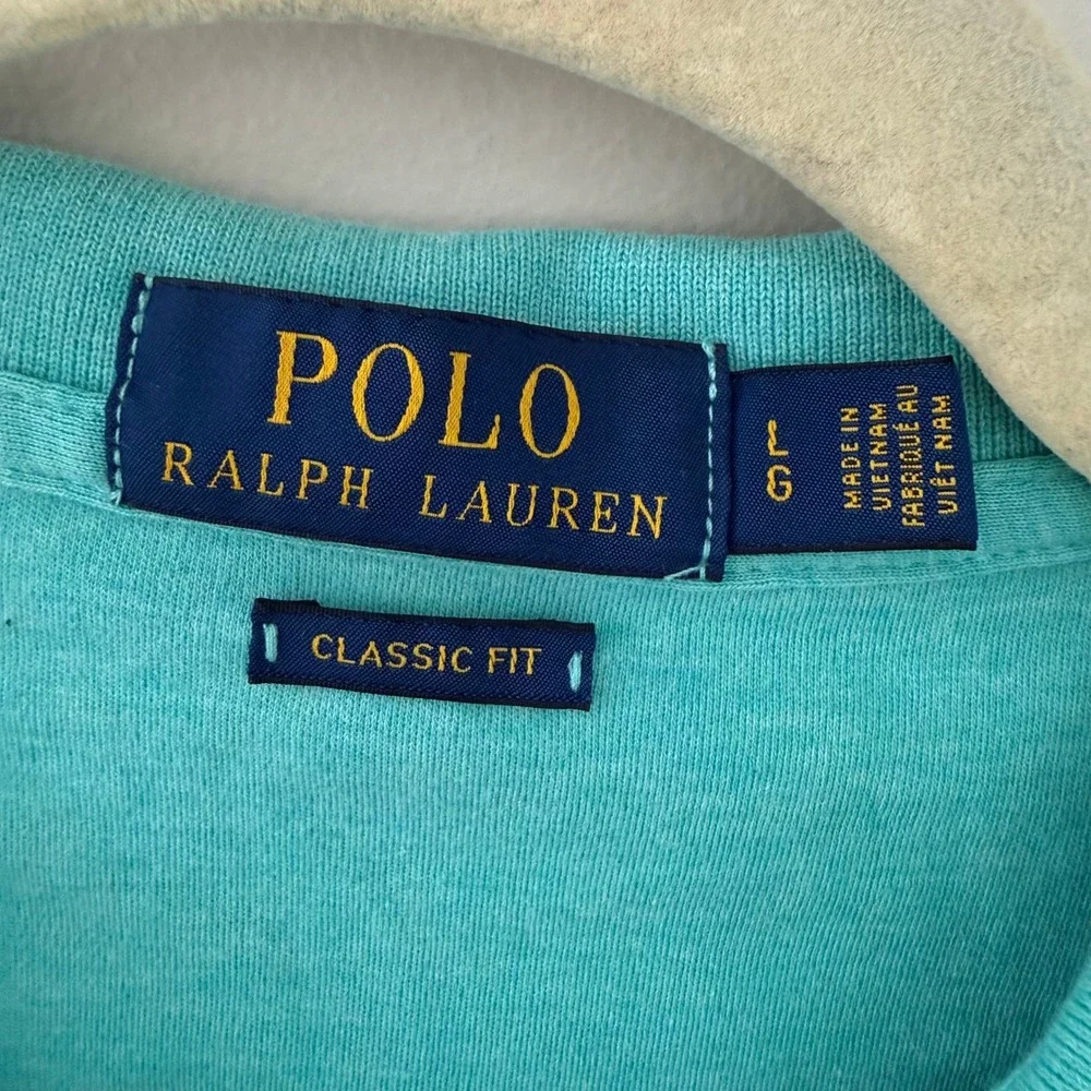Polo Ralph Lauren‎ Mens Classic Fit Aqua Green Short Sleeve Polo Shirt Size L
